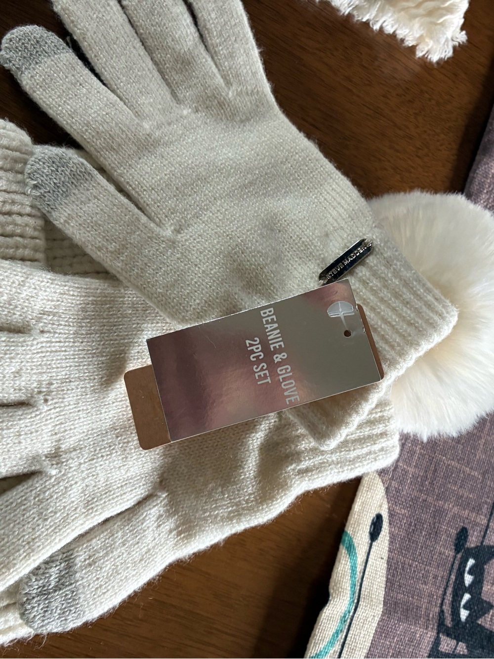 Cozy Cream Beanie & Glove 2-Piece Set. Separate branded scarf/ Shaw